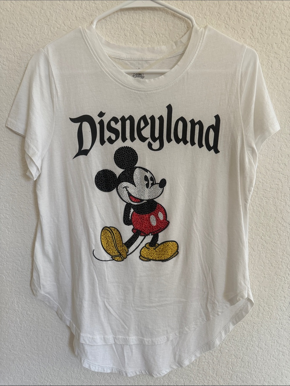 Disney White Mickey Mouse Disneyland Graphic Tee w/rinestones